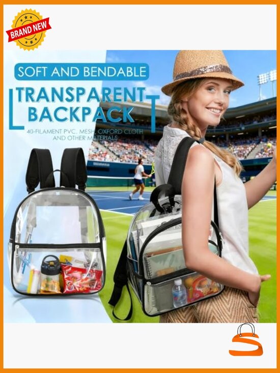 Clear Backpack for Stadium Events, 13x11x5 Concert Bag, Transparent PVC main image 4